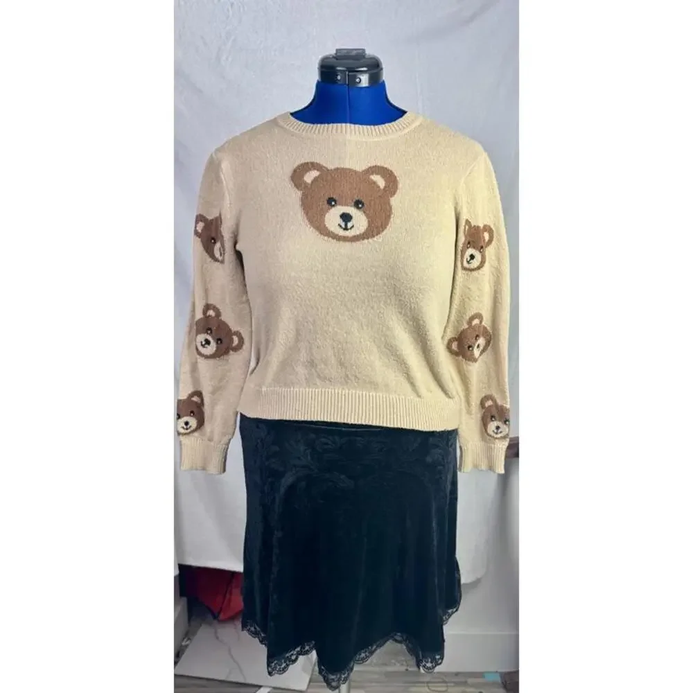 Amy Byer Teddy Bear Sweater | Cozy Knit Pullover | XL | Soft Kawaii Cottagecore - Picture 2 of 7